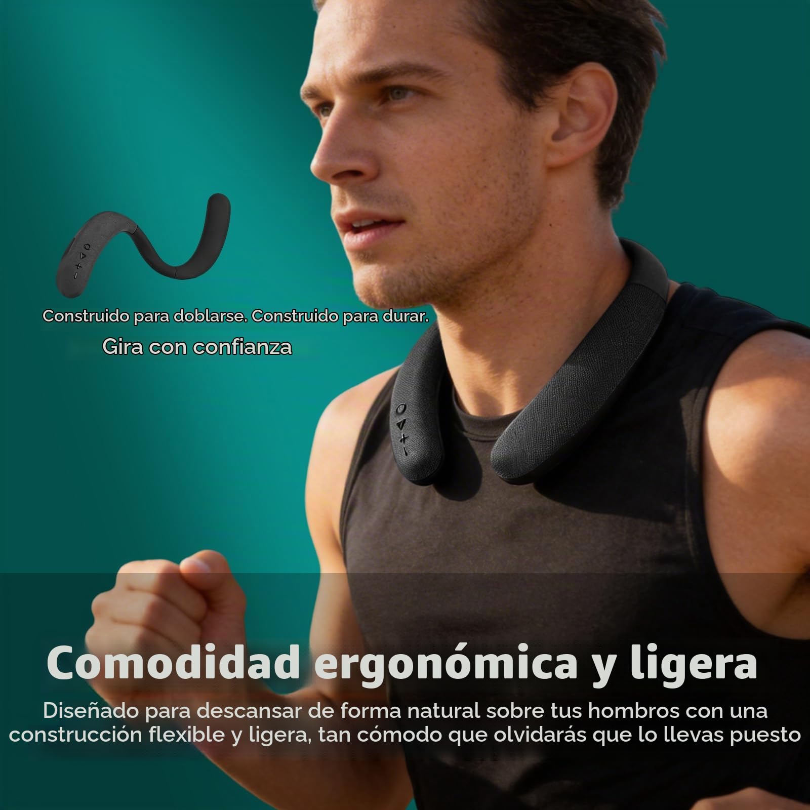 AURTEC Altavoz inalámbrico para el cuello, altavoz Bluetooth 5.4 con banda para el cuello, sonido envolvente 3D de 12 horas de reproducción, micrófono integrado con ranura para tarjeta TF y entrada