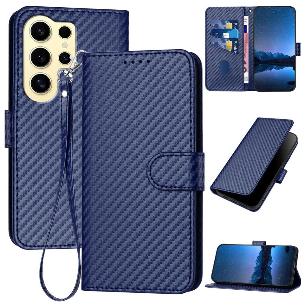 Housse Samsung Galaxy Note 10 cuir et carbone finition bleu raffiné