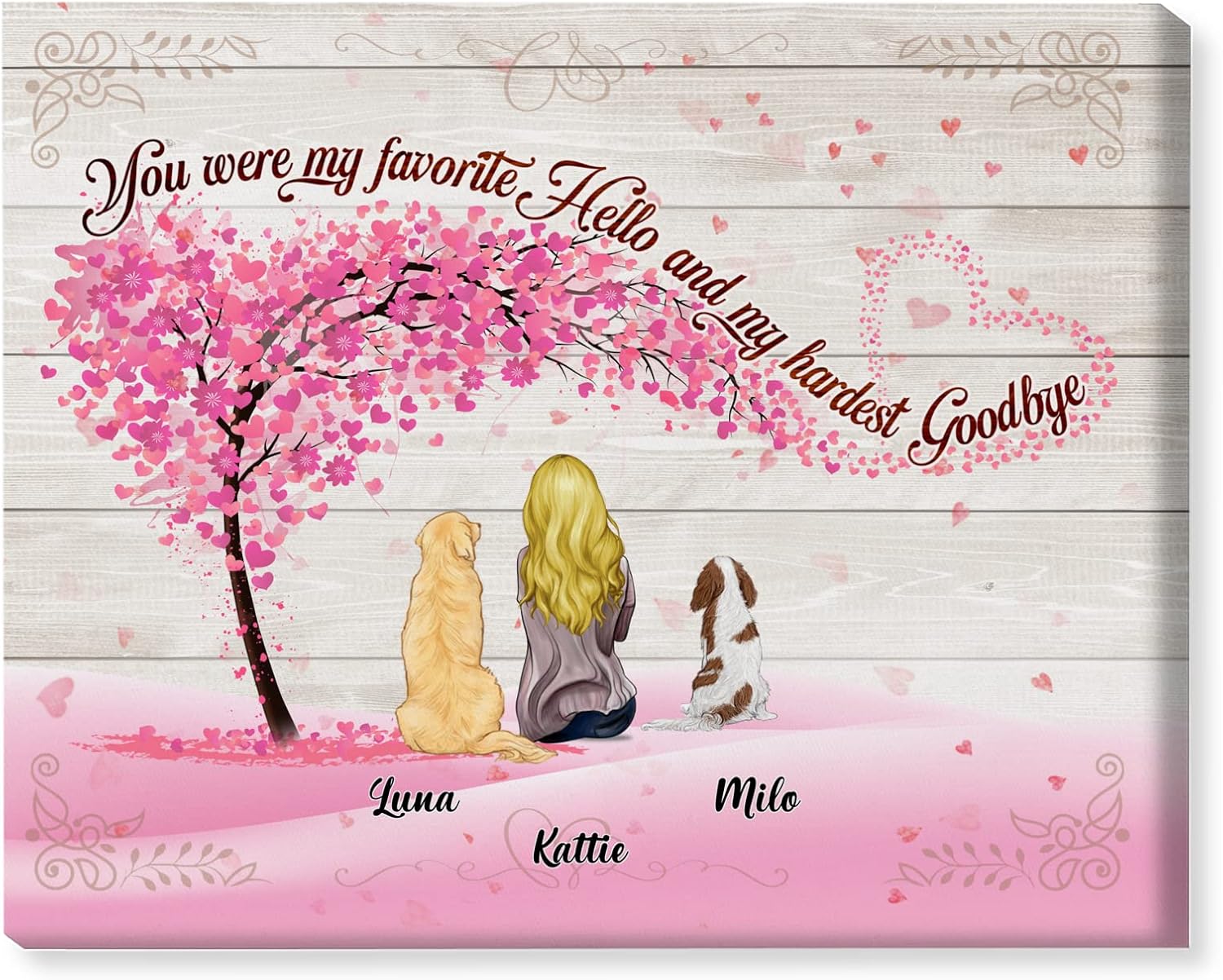 GOSSBY Personalized Wrapped Canvas - Life Is Better With Dog - Custom Birthday, Mothers Day Gift for Dog Mom with Avatars, Names - Gift for Women Dog Lover, Owner - A Girl & Her Dogs Wall Art - 3 Dogs