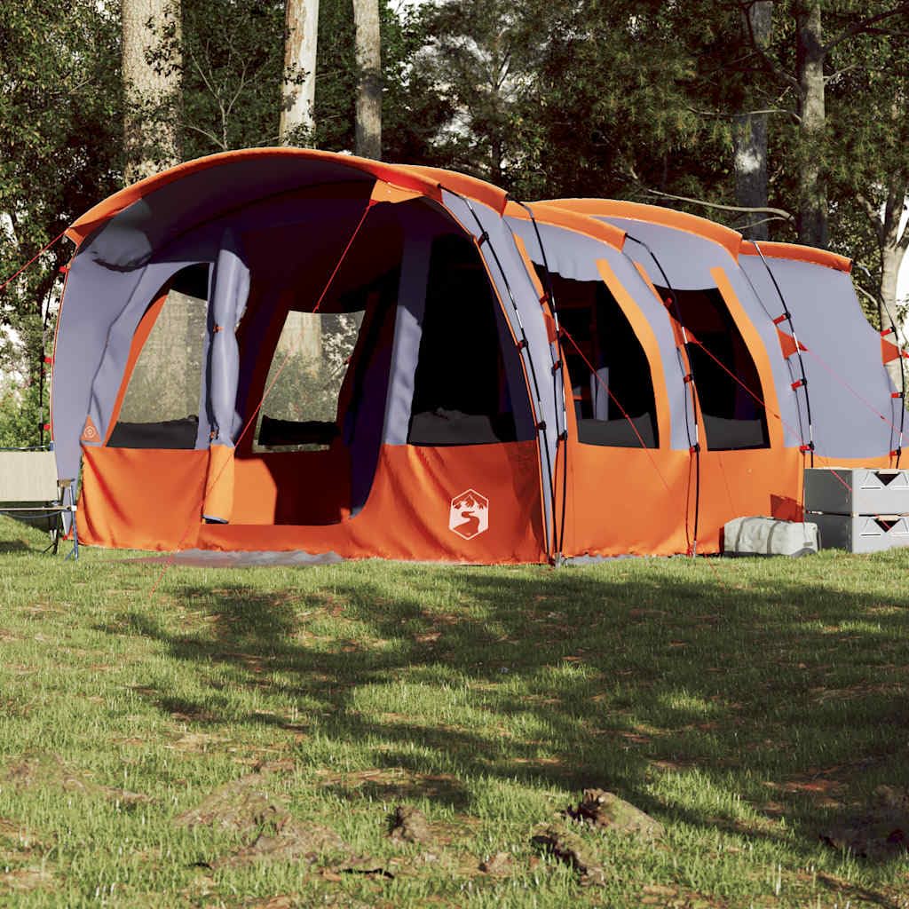 Tunel Family Tent dla 8 osób, szary, wodoodporny, 430 x 314 x 183 cm, przenośny schronisko kempingowe z powłoką PU, łatwa konfiguracja na świeżym powietrzu