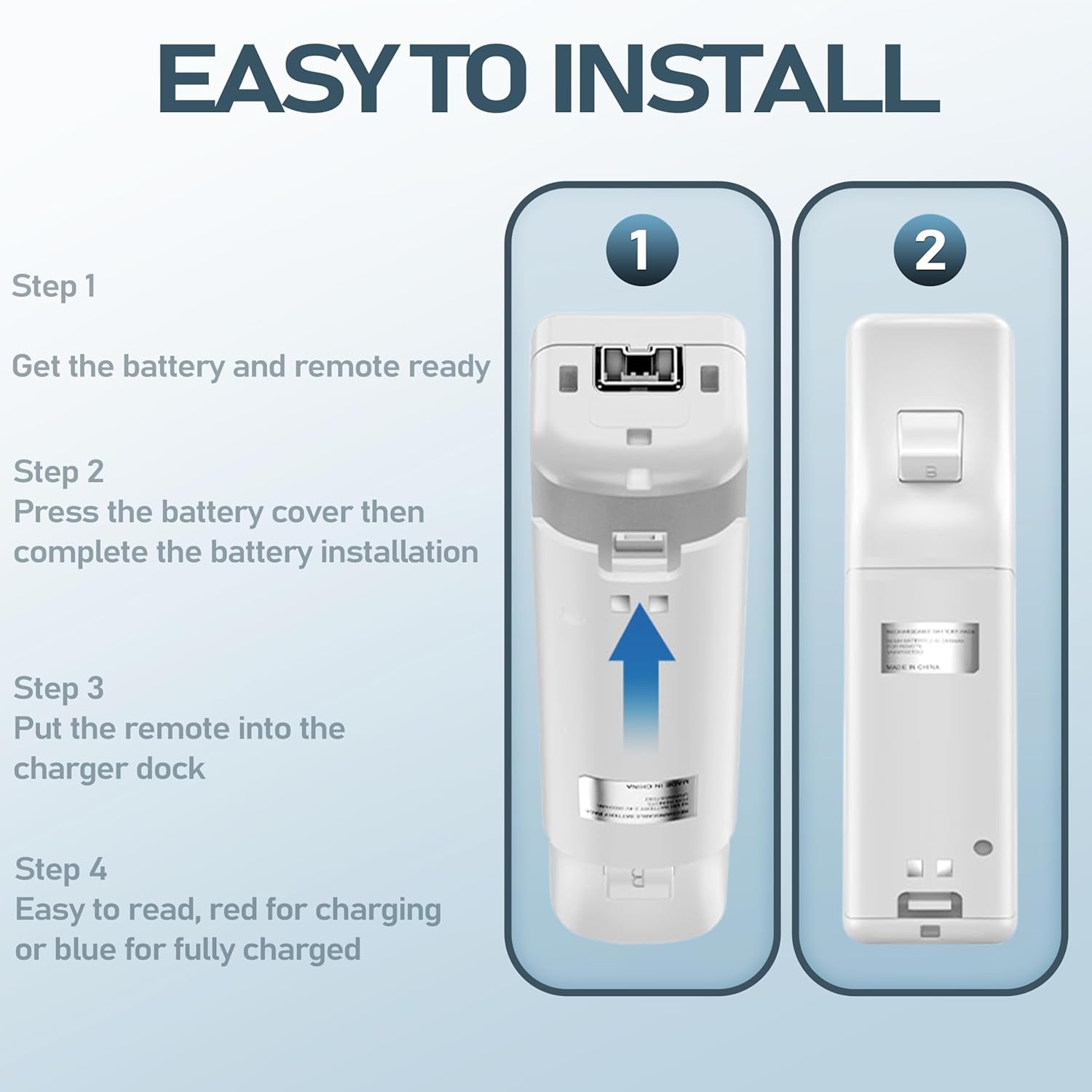 Rechargeable 4 Pack Battery Pack for Wii/Wii U Remote Controller,2800mAh Replacement Batteries and 4 Ports Charger Station for Wii/Wii U Remote Controller Battery Pack,wii Remote Charger-BURFLO - Image 6
