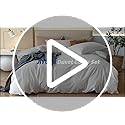 JIYUAN 100% Washed Cotton Duvet Cover Set 3 Pieces Queen, 1 Duvet Cover 90x90 Inches(Comforter Not Included) and 2 Pillowcases,Linen Feel Bedding Set Comfy and Breathable,Off White