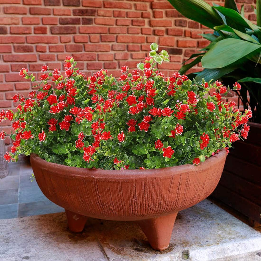 24PCS Artificial Flowers, Fake Artificial Greenery UV Resistant No Fade Faux Plastic Plants for Wedding Bridle Bouquet Indoor Outdoor Home Garden Kitchen Office Table Vase(Orange Red)