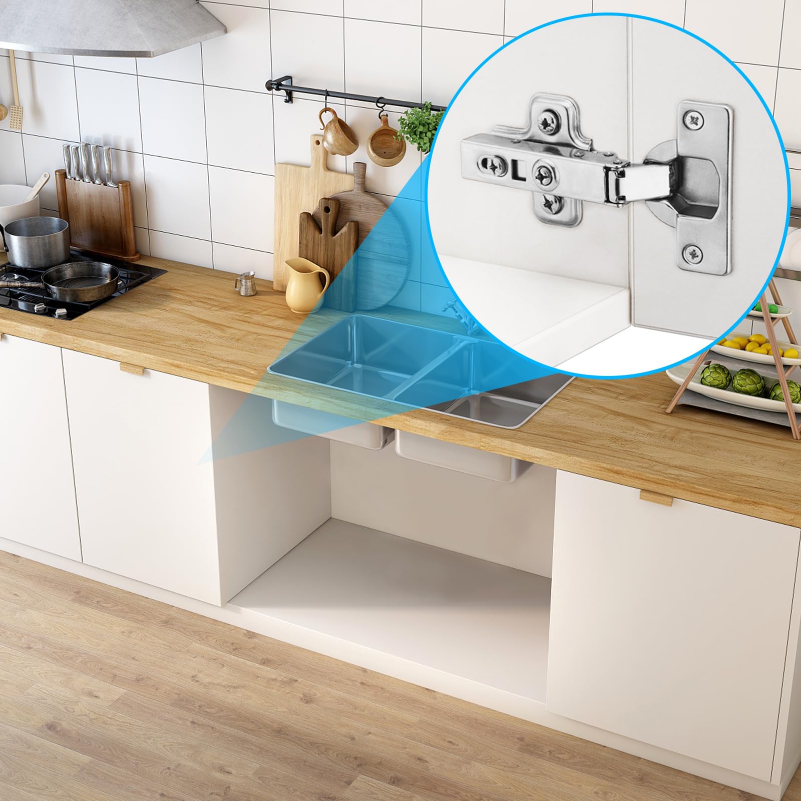 APACALI Küchenschrank-Scharniere, Küchenschrank-Scharniere mit Schrauben, vollständige Overlay-Schrankscharniere, sanft schließende Scharniere für Küchenschränke, Badezimmer, Schlafzimmer, Esszimmer,