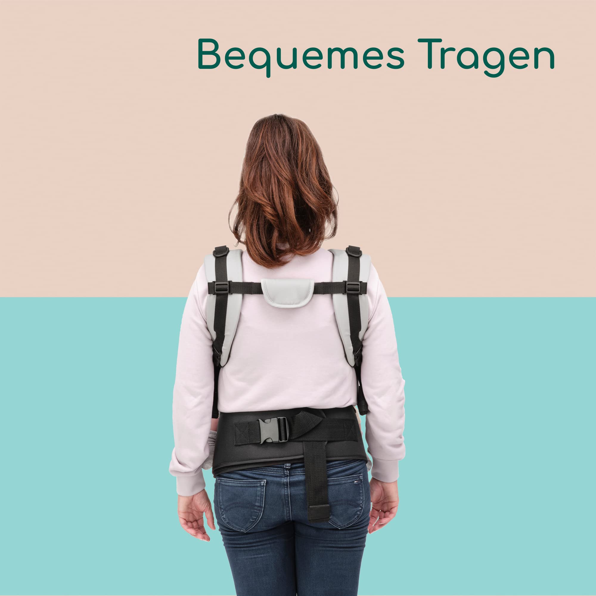 Bebeconfort PhysioNest Babytrage, Ergonomische Bauchtrage, nutzbar ab der Geburt bis ca. 3,5 Jahre, max. 15 kg, Grey Mist