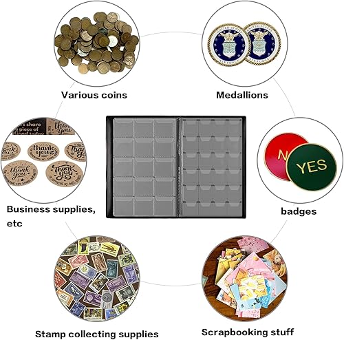 Miniatura 4 de Colección de monedas Álbum de libros para coleccionistas, 300 bolsillos de almacenamiento de monedas + 42 bolsillos para coleccionar mangas (paquete