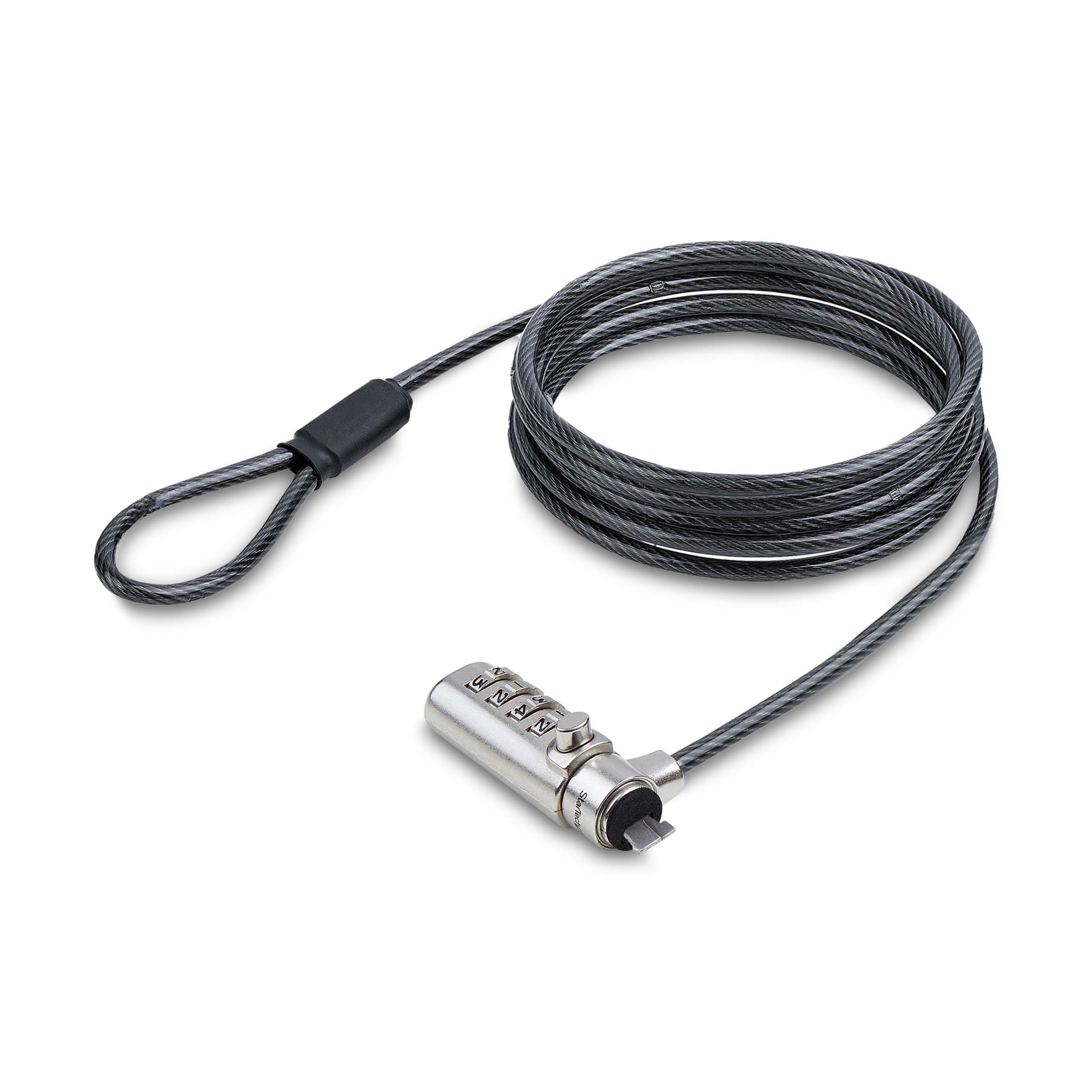 StarTech.​com Antivol pour PC Portable Compatible K-​Slot, Câble de Verrouillage de 2m, Câble en Acier, Serrure à Combinaison