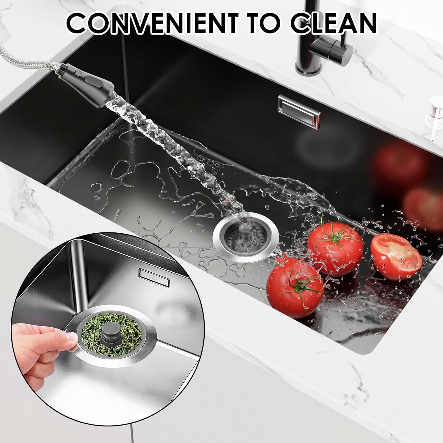 2 Pack 3 in 1 Kitchen Sink Drain Strainer,Pop Up Sink Stopper,304 Stainless Steel Kitchen Sink Strainer with ABS Basket,Anti-Clogging Drain Plug for Kitchen Sink,Hotel,Restaurant,xUniversal Fit