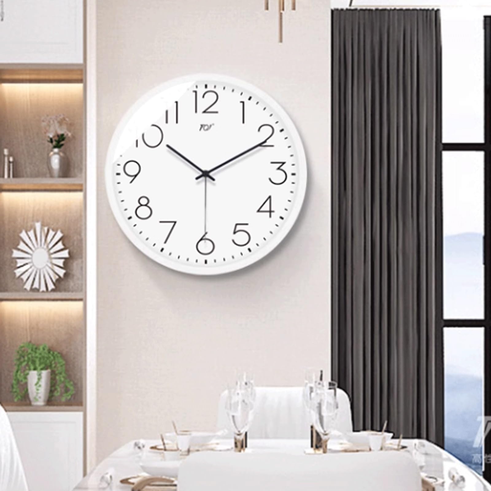 Tempo Orologio al quarzo con decorazione da parete semplice e silenziosa(Bianco,Piccolo)