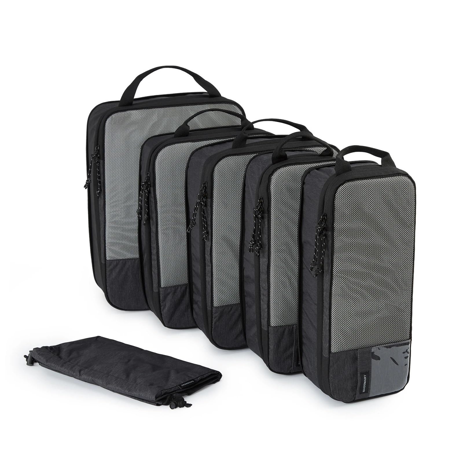 Cubi di imballaggio Borsa stoccaggio a compressione Viaggio Valigia leggera Accessori for organizer for bagagli da viaggio Organizzatori da Viaggio(6PC Black)