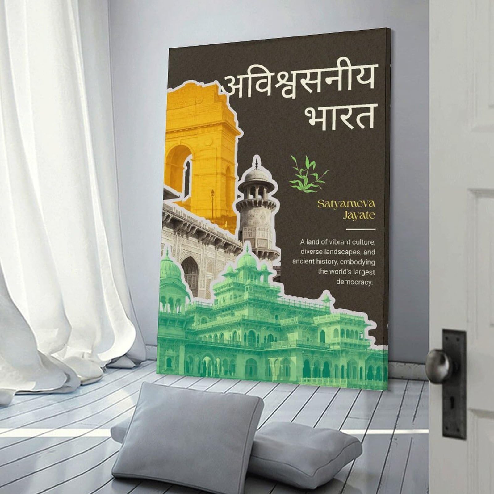 Junmoney Incredible India Travel Canvas Wall Art 08x12inch(20x30cm), for Home Lounge, Bedroom Or Reading Nook, Eye Catching Artwork for Blank Walls