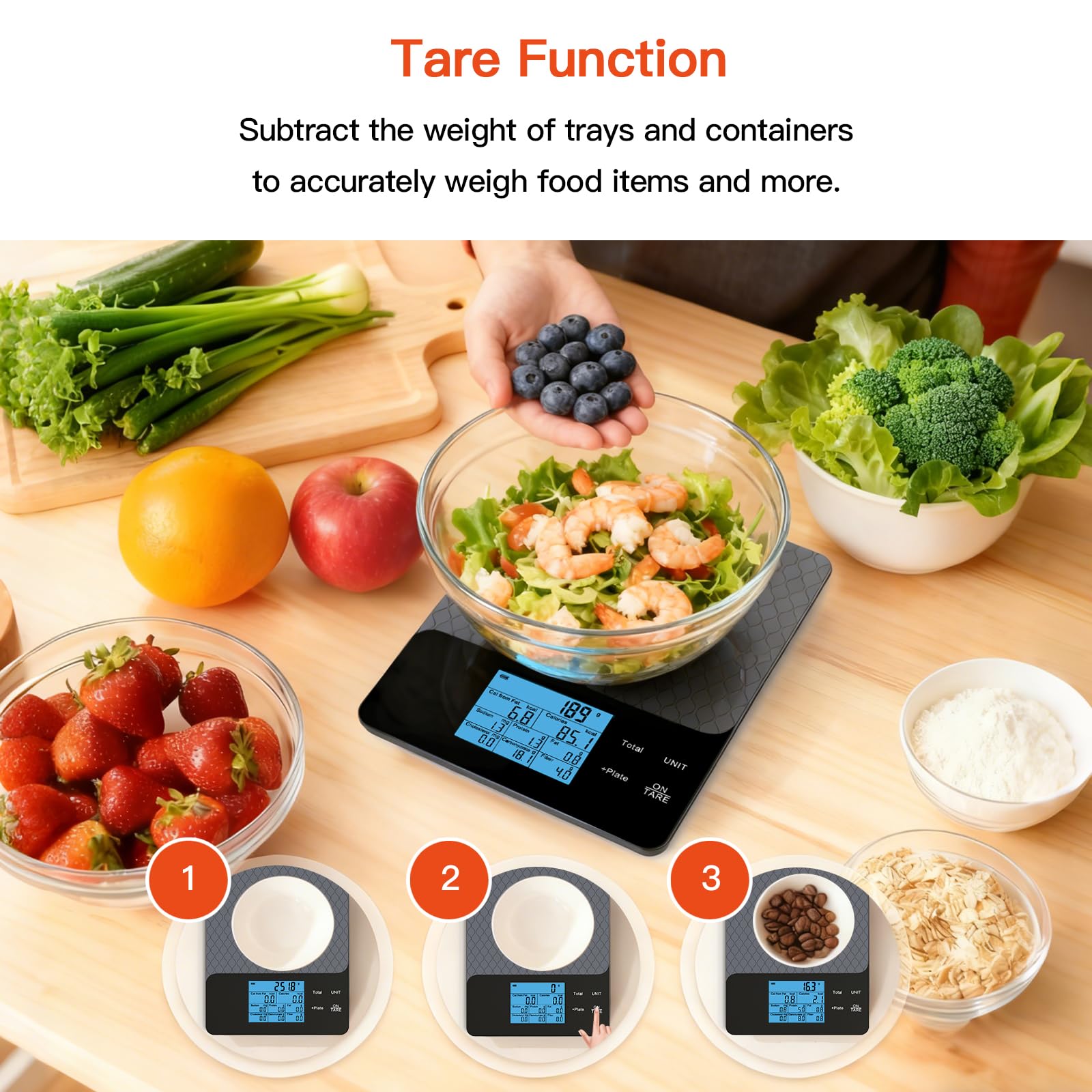 MAXUS Bilancia nutrizionale con controllo app, bilancia intelligente per alimenti e bilancia da cucina, capacità 2000 g/1 g, 5 unità, monitoraggio dei nutrienti, dati alimentari personalizzati