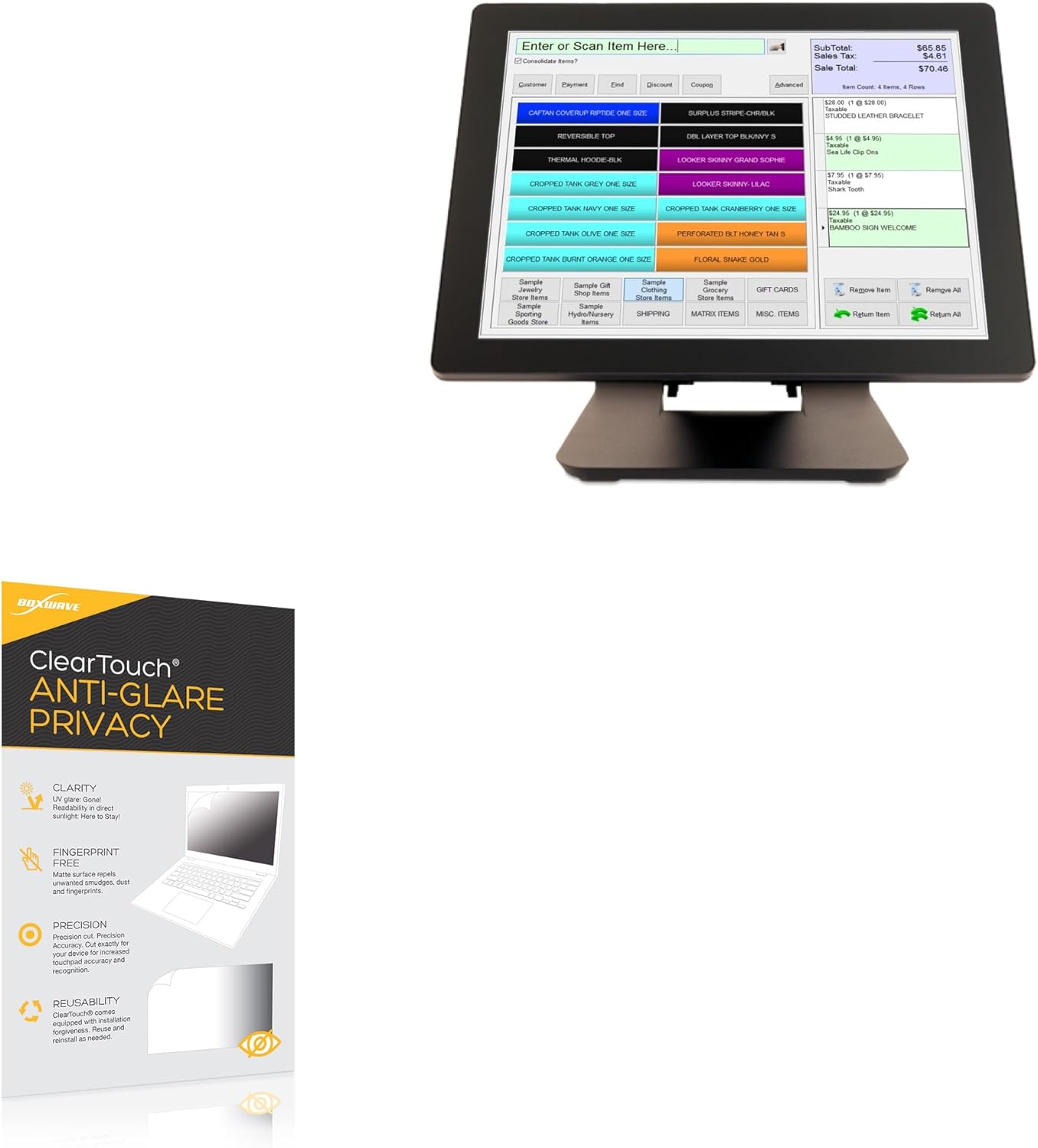 BoxWave Screen Protector Compatible with POS-X EVO-TP6 - ClearTouch Anti-Glare Privacy (2-Pack), Privacy Screen Protector Flexible Film Anti-Glare