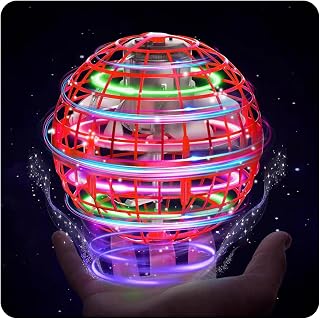フライングボール UFOおもちゃ LEDライト付き ブーメラン 360°回転 面白おもちゃ 室内外遊び 誕生日 クリスマス(スカーレッド)