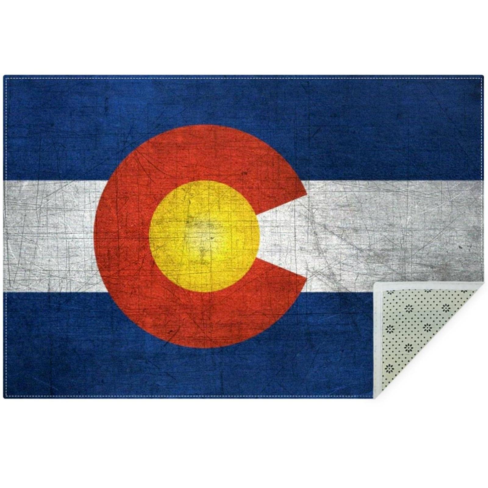 Colorado Flag US State Area Rug Carpet Non-Slip Throw Rug Floor Mat Doormats for Living Room Bedroom, 5'x3.2'