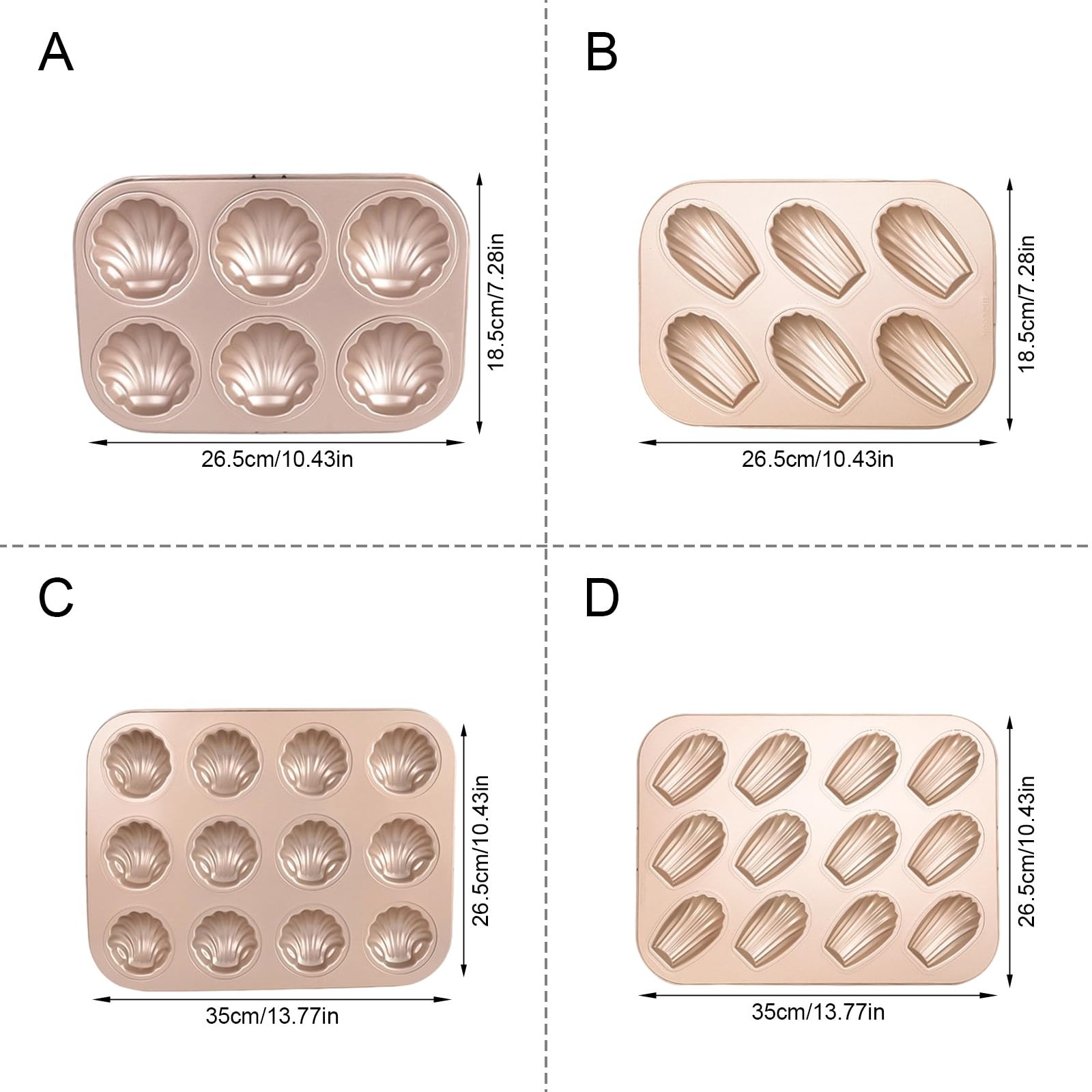 Madeleine-Kuchenform aus Karbonstahl, Antihaft-Backform, 6/12 Mulden, Dessert, Gebäck, Backform für Zuhause, Küche, Karbonstahl, Kuchenform