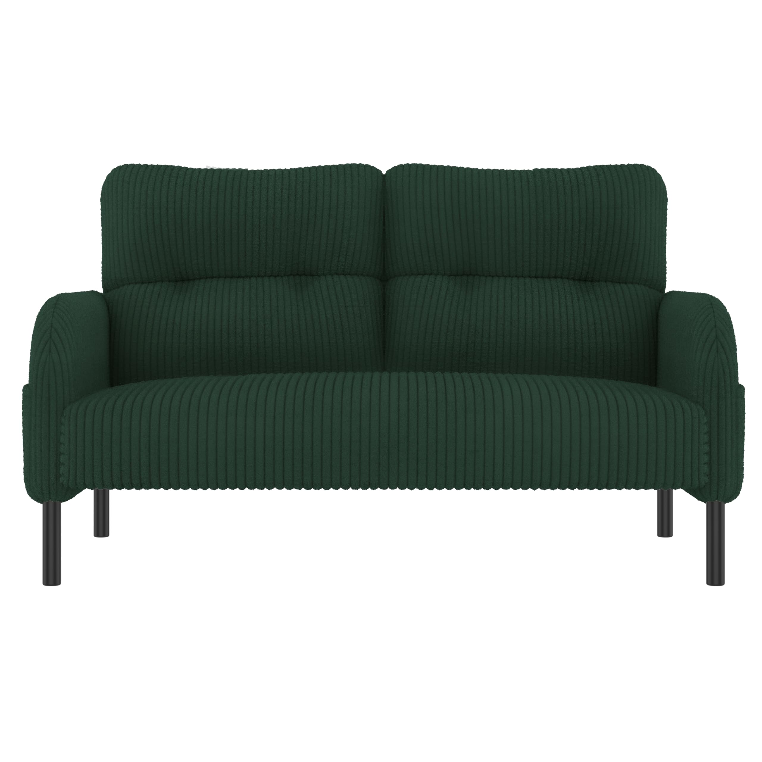 Divano a 2 posti in velluto a coste, imbottitura confortevole, schienale alto, tasche laterali, piedini in metallo, morbidezza invitante, effetto di supporto ottimale, per salotto in casa