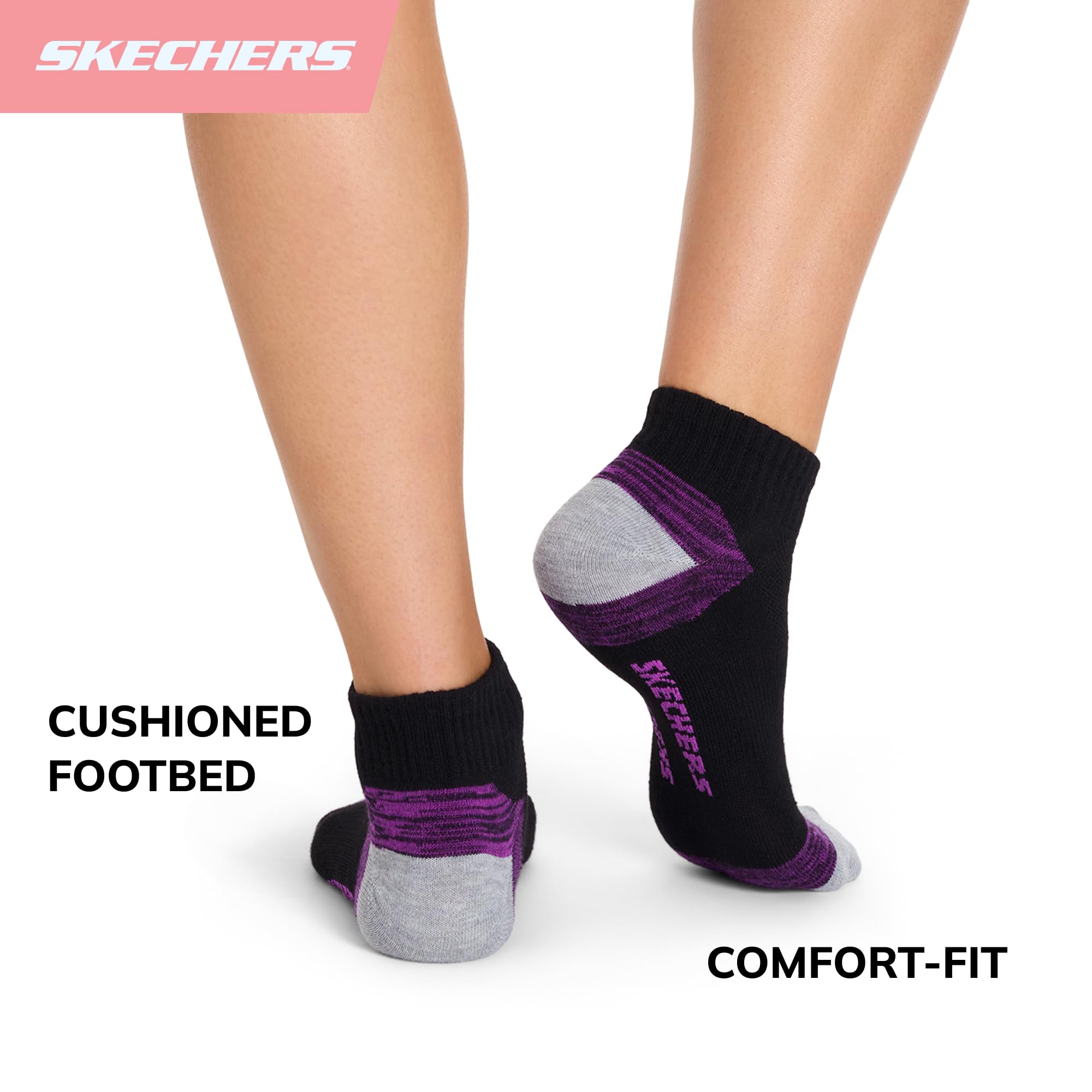 Skechers Quarter Crew skarpety damskie, 6 sztuk, ?rednioszary, 9-11