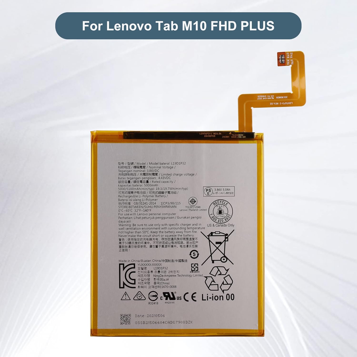 Replacement Battery L19D1P32 Compatible with Tab M10 FHD Plus TB-X606X TB-X606F TB-X306F with Repair Tool Kit