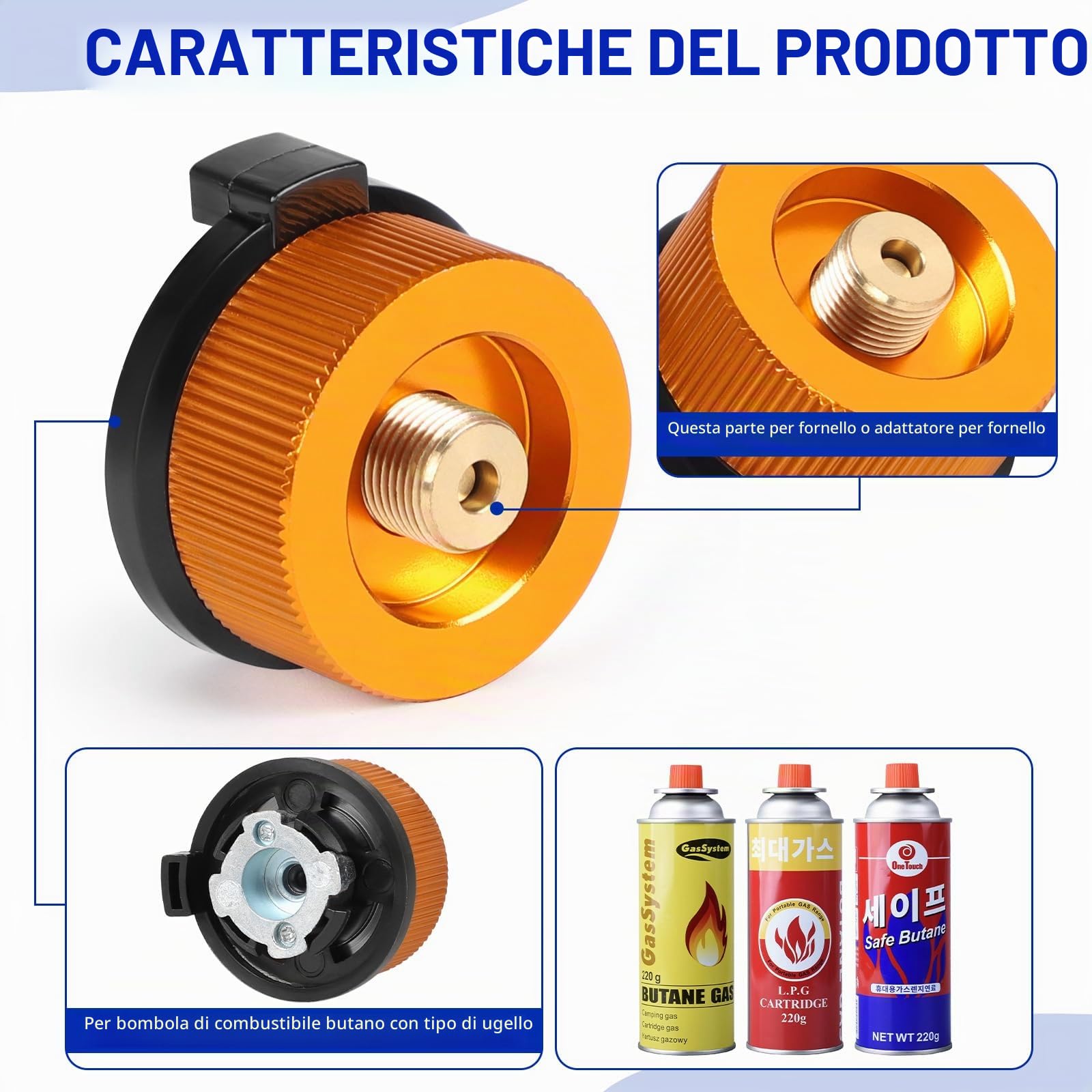 LALAGO Adattatore di Ricarica per Cartucce di Gas 715 + 702, Adattatore Bombola Gas Campeggio per Cartuccia, Adattatore per Ricarica Bombole Gas, Dispositivo di Trasferimento Carburante