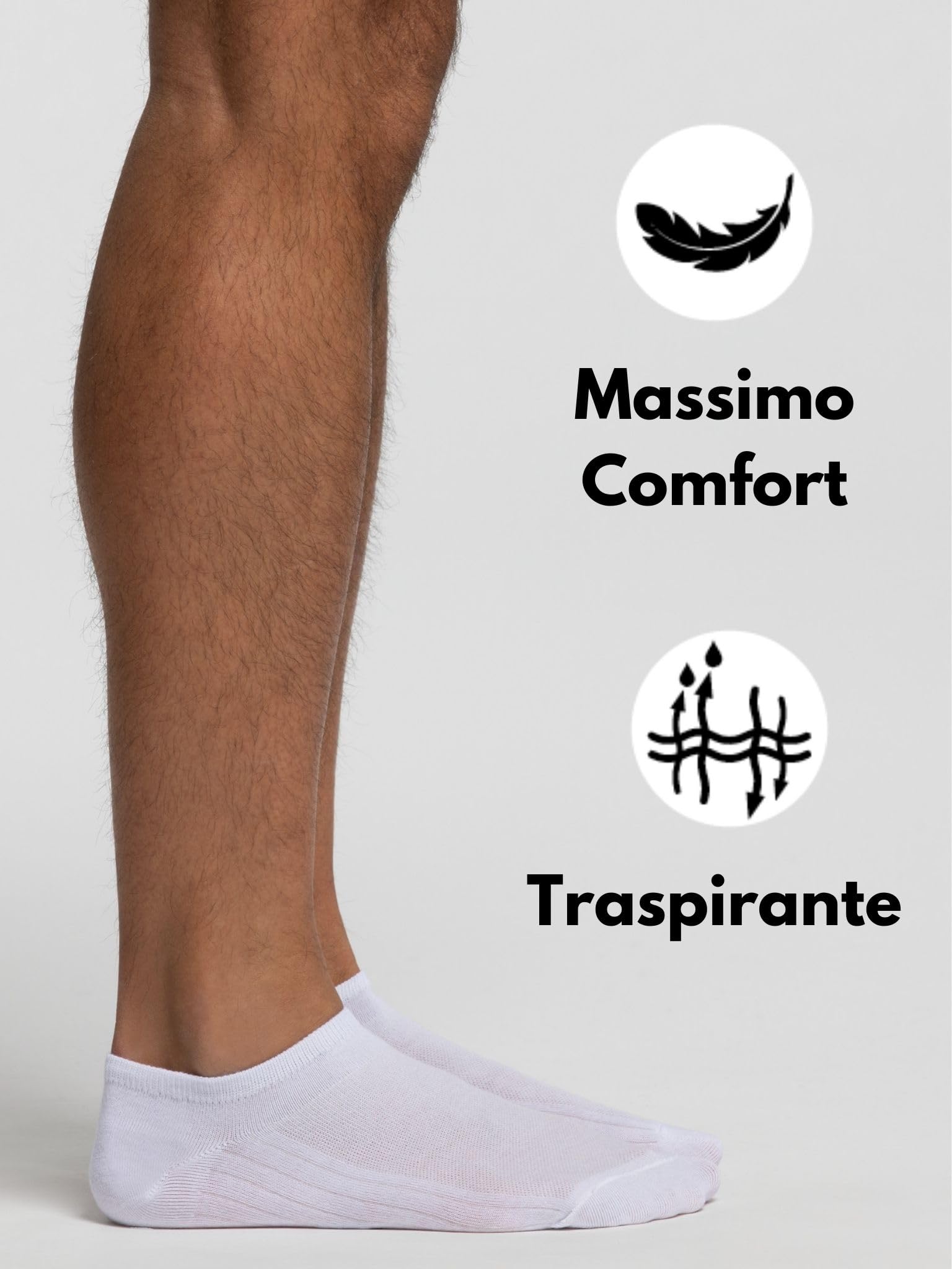 Pompea 3 Paia Calzini Uomo in Cotone, Calze Corte alla Caviglia con Punta e Tallone Rinforzati