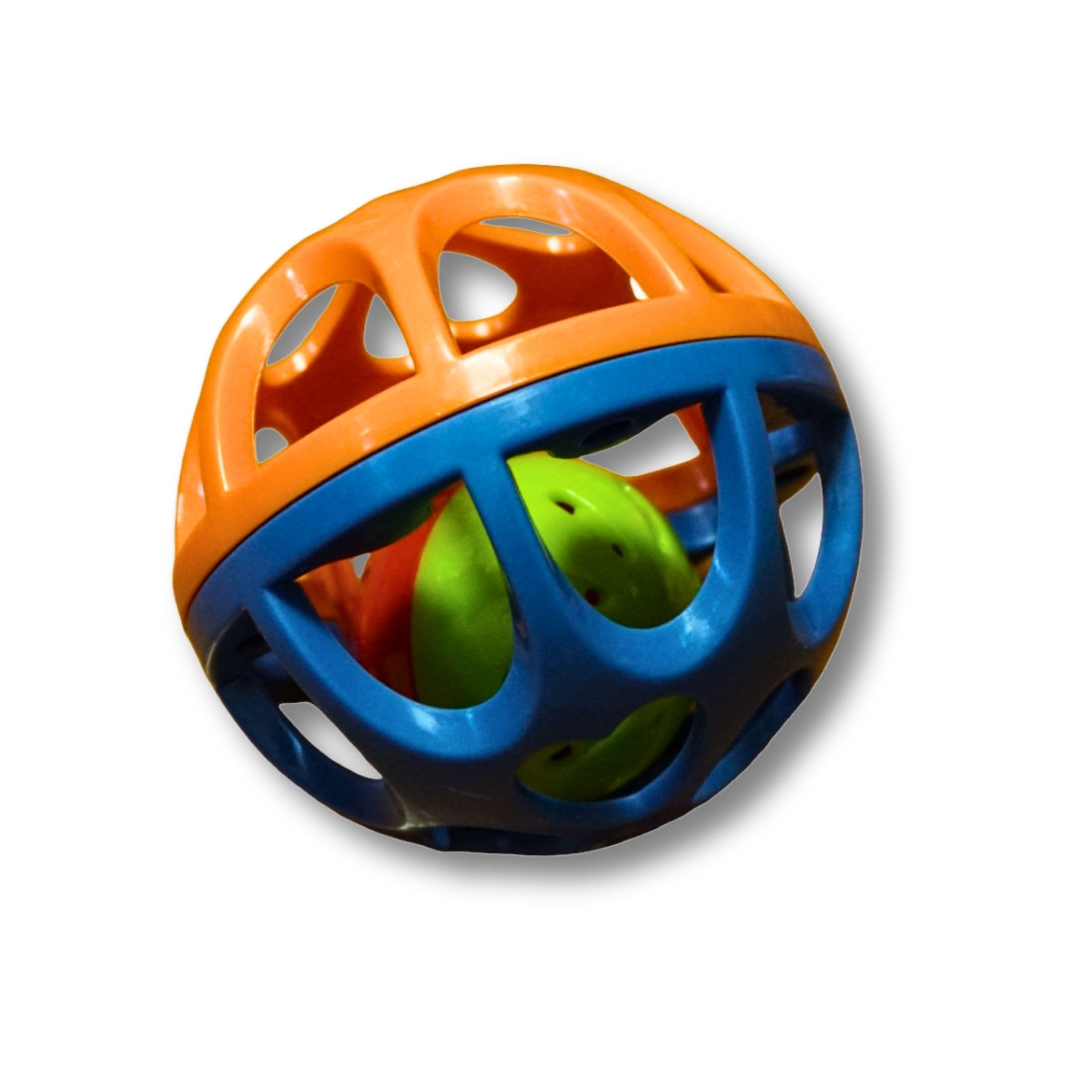 Pawcratean Large Cat Ball Toy with Bell - Durable, Self-Entertainment, Colorful Indoor Exercise (Red & Blue)