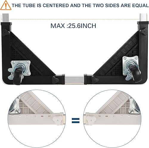 Miniatura 5 de Mini soporte para refrigerador con 4 ruedas de bloqueo de 17.7 a 25.6 pulgadas, base de soporte ajustable para lavadora, para muebles, soporte