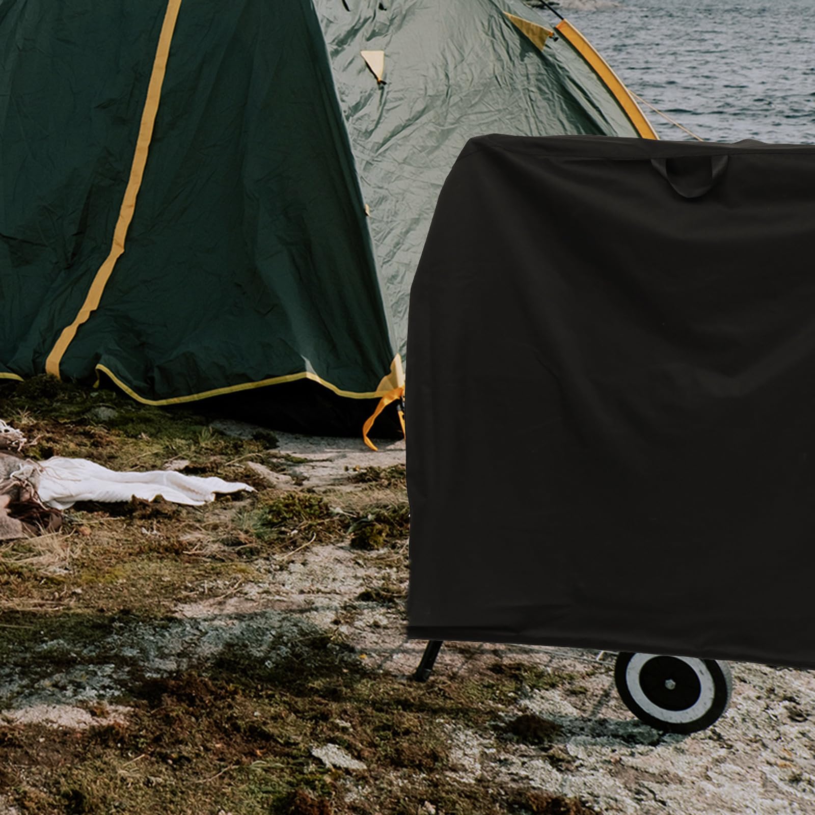 Homoyoyo Funda para Parrilla de Barbacoa de Poliéster Negro, Ligera y Conveniente, Cubierta Protectora para Barbacoa Exterior y Muebles de Jardín