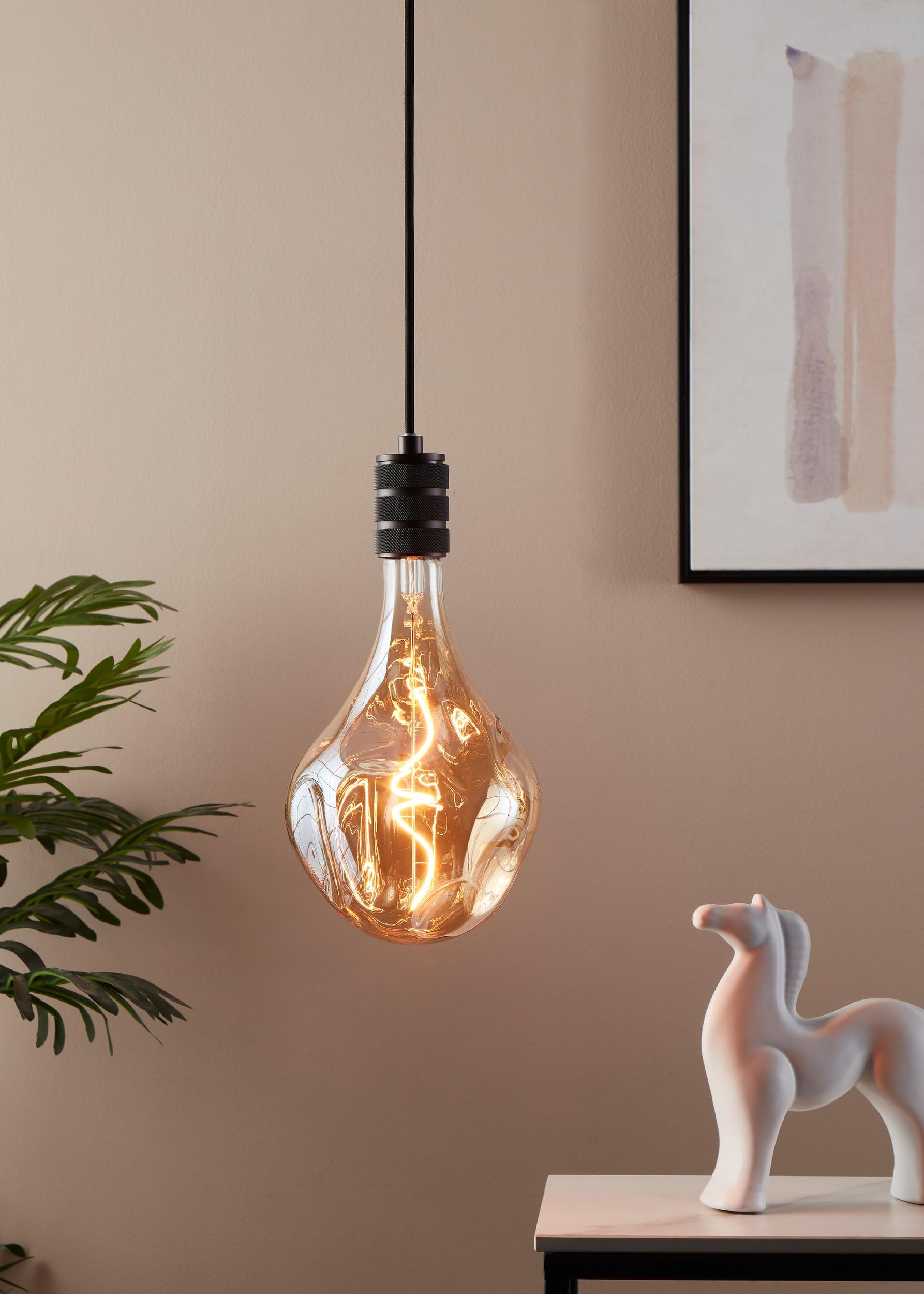 Eglo Lampadina XXL E27, dimmerabile, a spirale, stile rétro, molto | grande, color ambra, 4 W, 220 lumen, luce bianca calda, 1800 K, lunghezza 28 cm