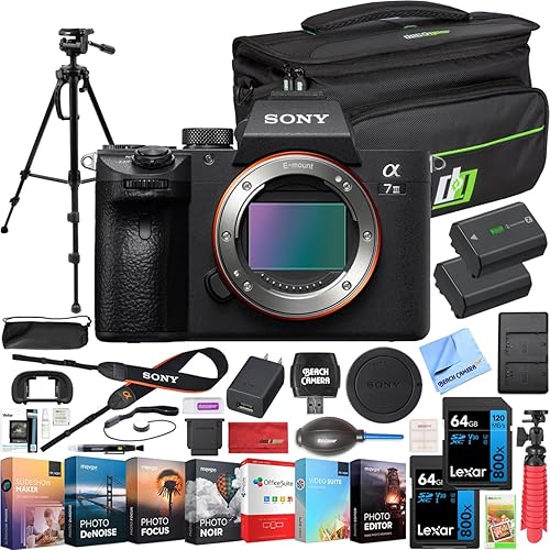Miniatura 9 de Sony - Paquete de cuerpo de cámara de lentes intercambiables sin espejo de fotograma completo a7III 24.2 MP + tarjeta de memoria de 64 GB y flash
