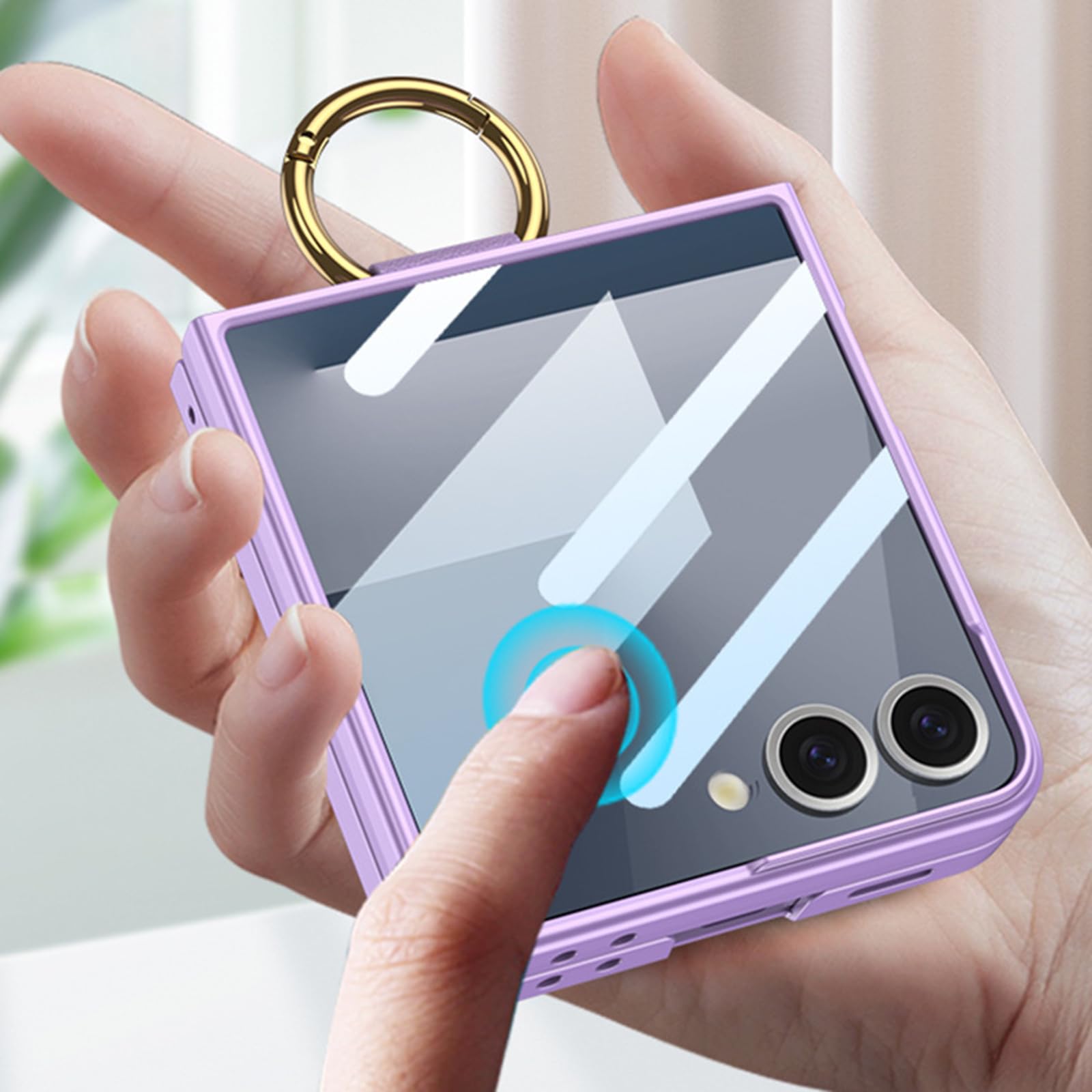 Magnetica Custodia per Samsung Galaxy Z Flip 8, Sottile Duro PC Glassata