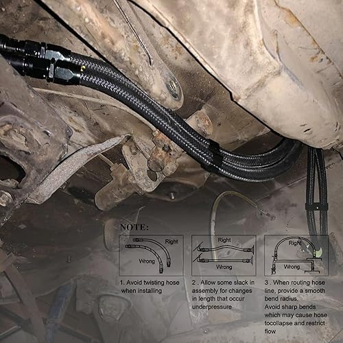 Miniatura 5 de Kit de línea de combustible 38 6AN, manguera de montaje de extremo de manguera de combustible trenzada de acero inoxidable de nailon de 20 pies,