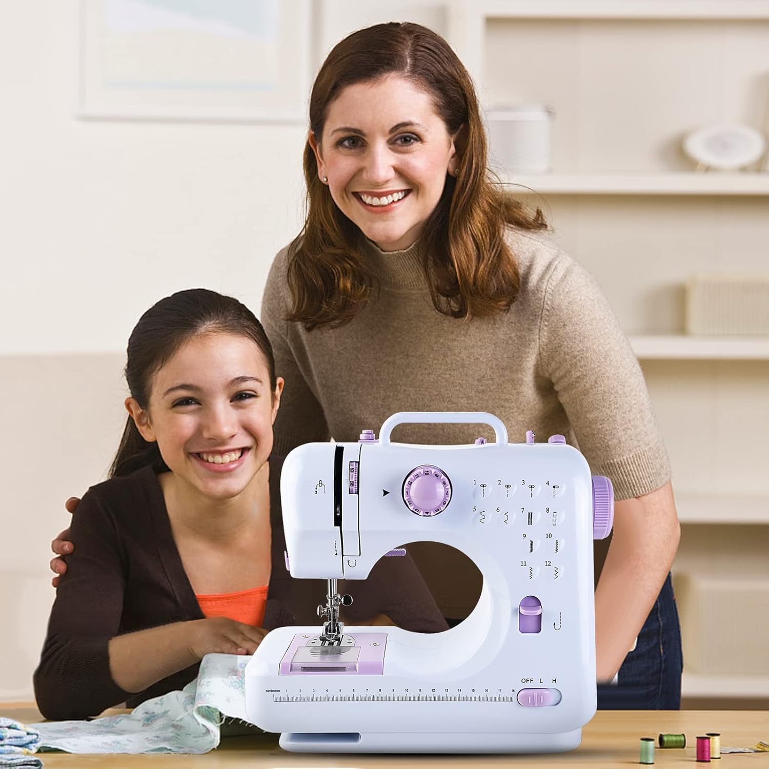 Sewing Machine for Beginners & Kids, Mini Portable Sewing Machines with 12 Built-in Stitch Patterns, 2-Speed Foot Pedal, Perfect for Teaching Daughter Granddaughter to Sew with Basic Sewing Kit (BG24) 2