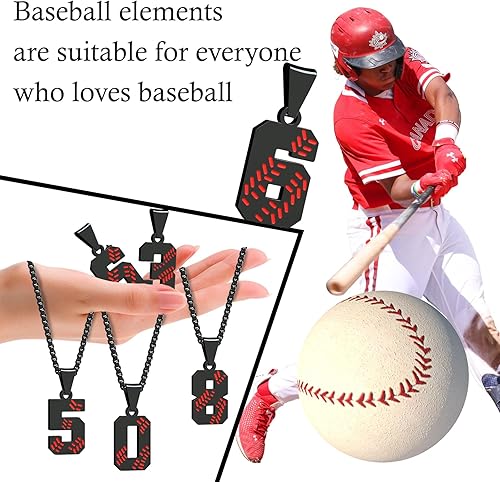 Miniatura 2 de Inspiration - Collares de béisbol, collar con número de camiseta de béisbol y colgante de cruz de acero inoxidable, regalo de béisbol personalizado