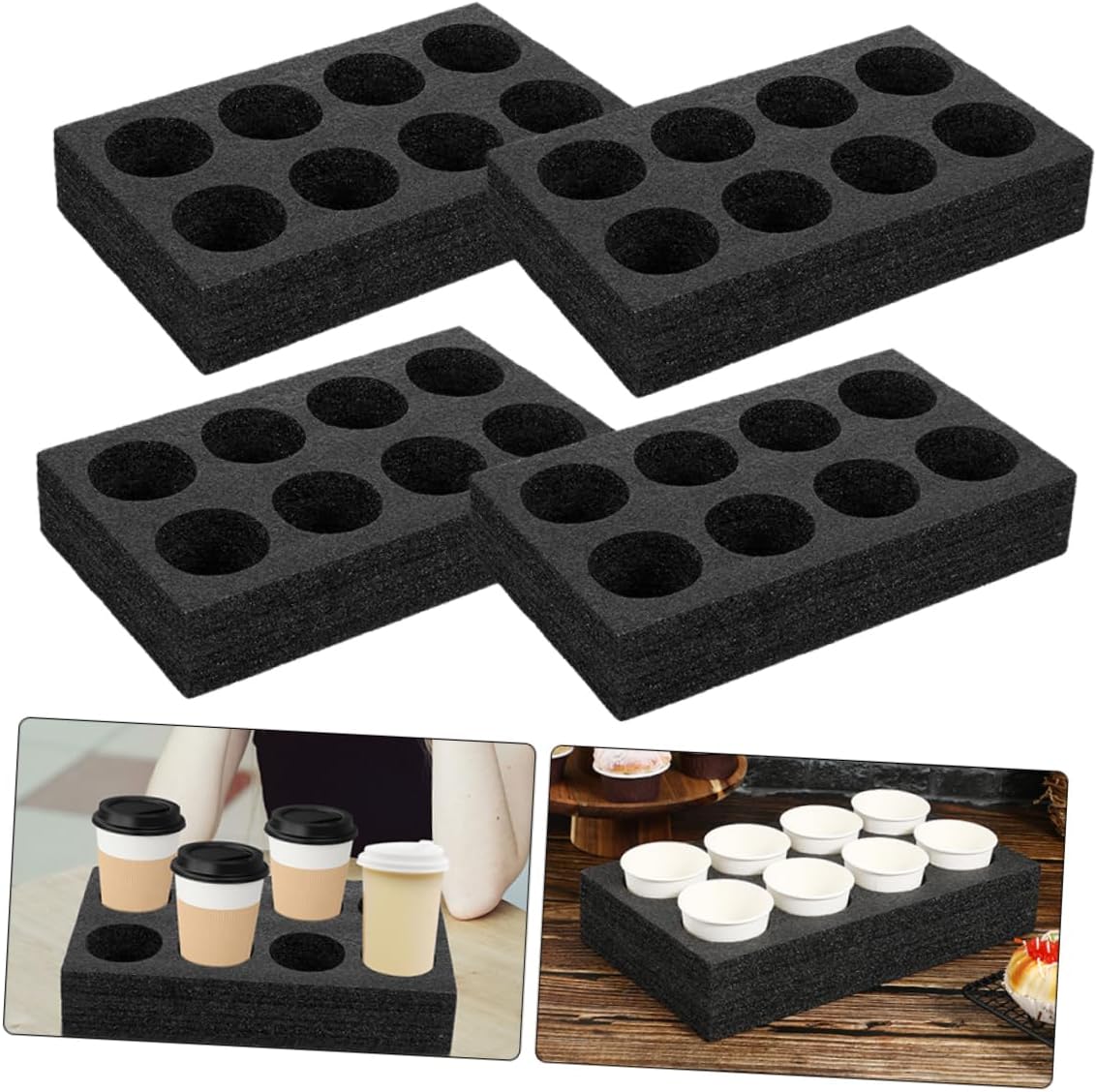 GANAZONO 8pcs Beverage Take Out Suction Cup Holder Clamp Cup Carrier Tray for Drinks