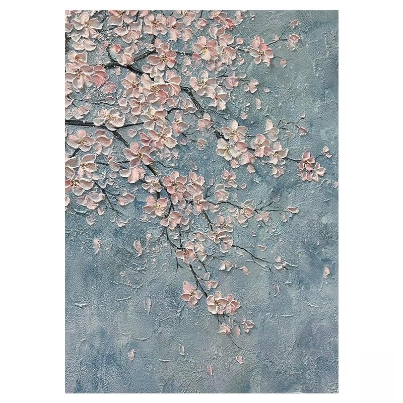 Peinture à l'huile de fleurs de pêcher rose toile abstraite sans cadre