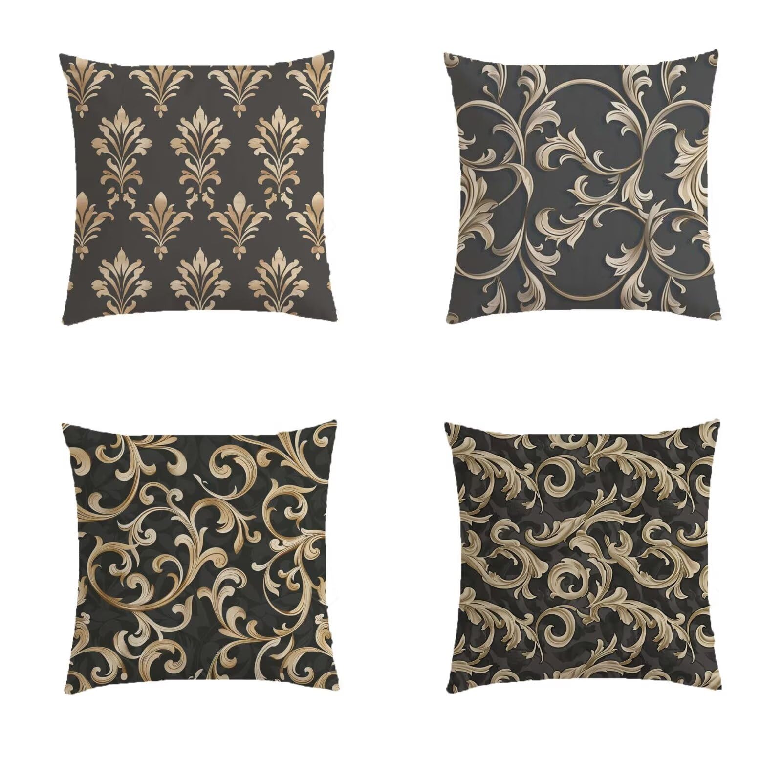 Housse de coussin 60x60cm imperméable lot de 4 brun foncé pour salon de jardin