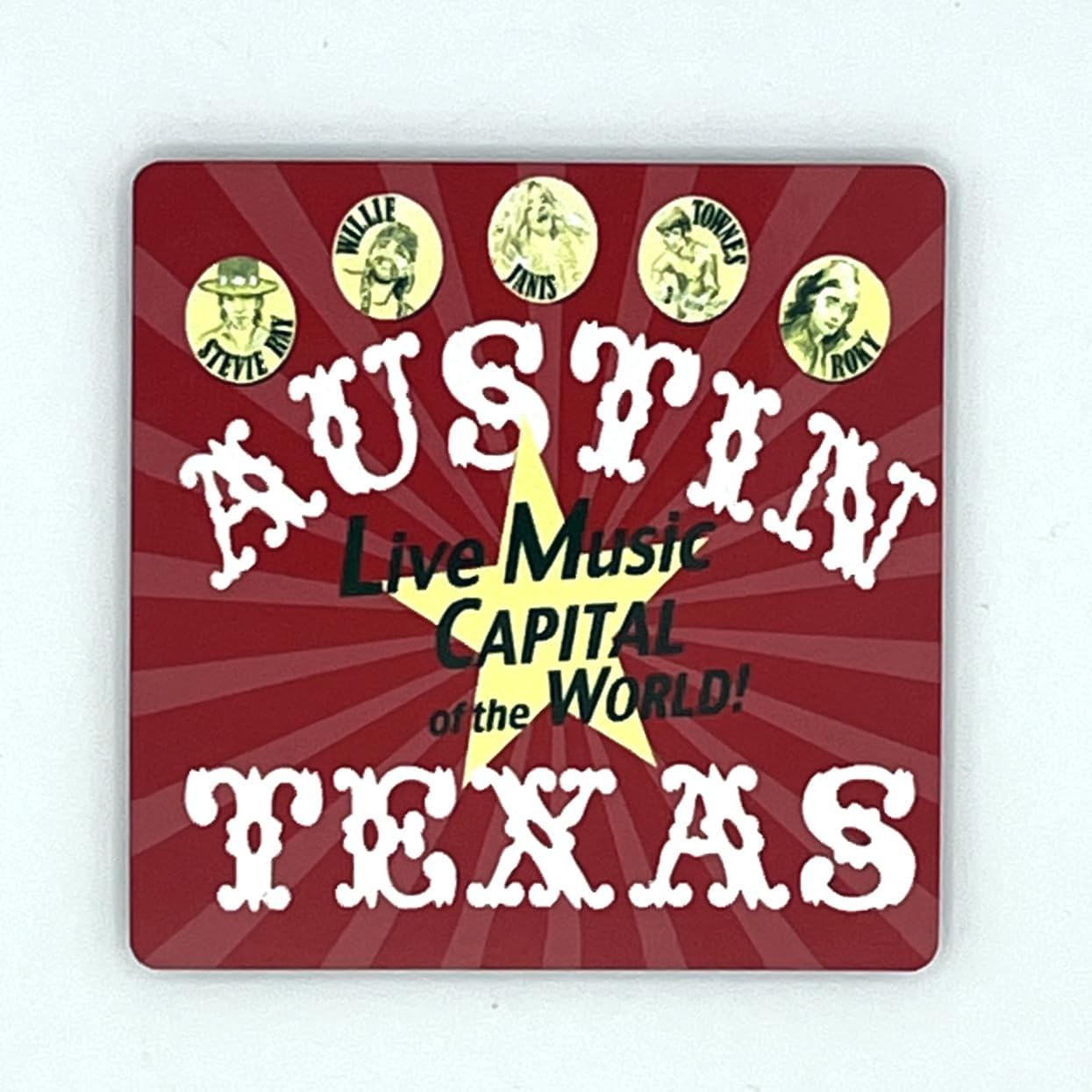 EXIT82ART - Austin, Texas Decorative Refrigerator Magnets, 3" x 3", Set of 6