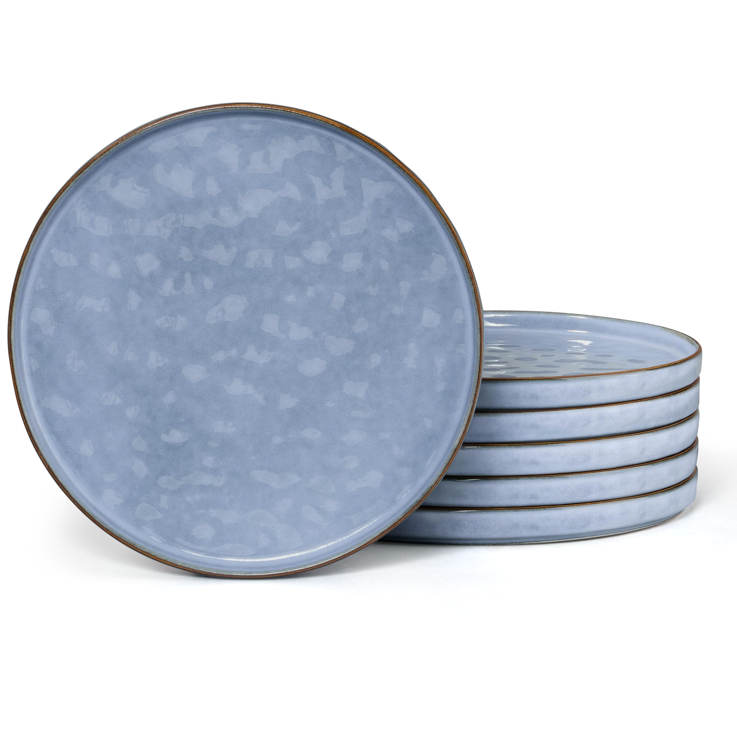 Herogo Dinner Plates Set of 6, 10 Inch / 26.3 cm Stoneware Dining Plate Set, Reactive Glaze Tableware Plates for Party, Wedding, Birthday, BBQ, Picnic, Dishwasher & Microwave Safe - Grayish Blue