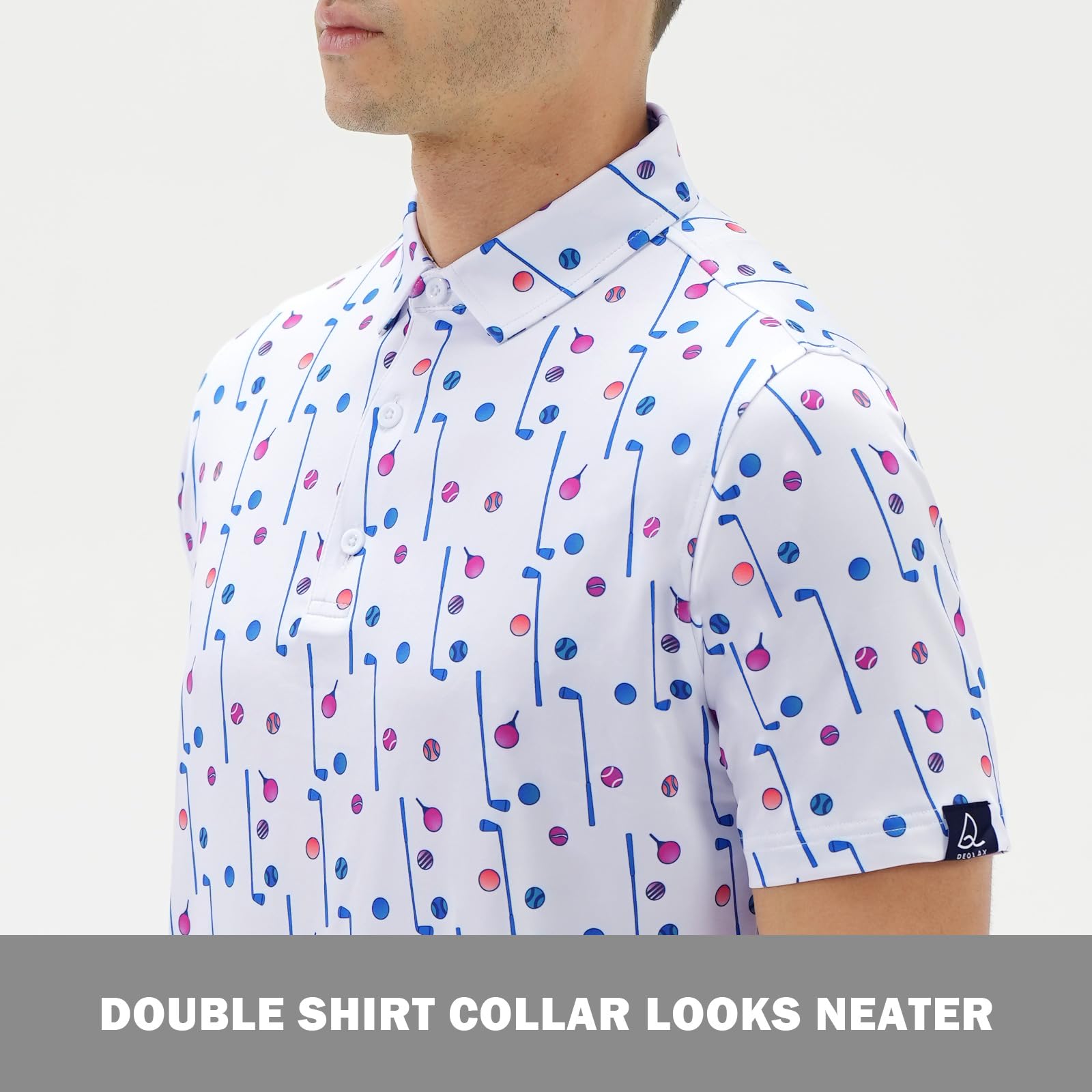 DEOLAX Polo da uomo Performance Moisture Wicking Mens Golf Shirt Casual Dry Fit Polo a maniche lunghe e corte