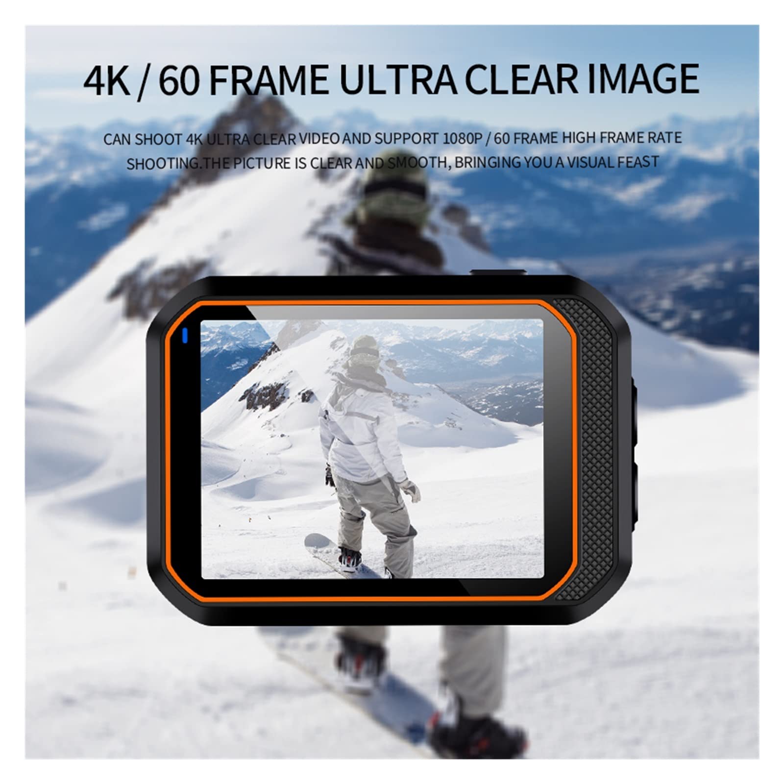 Action Cam, Action Camera 4K 60FPS Telecomando 30m Impermeabile 170° Grandangolo Action Camera Dash Cam Go Sport Camera PRO,All'aperto, Sport, Video(with 32G Card,Action Camera A)