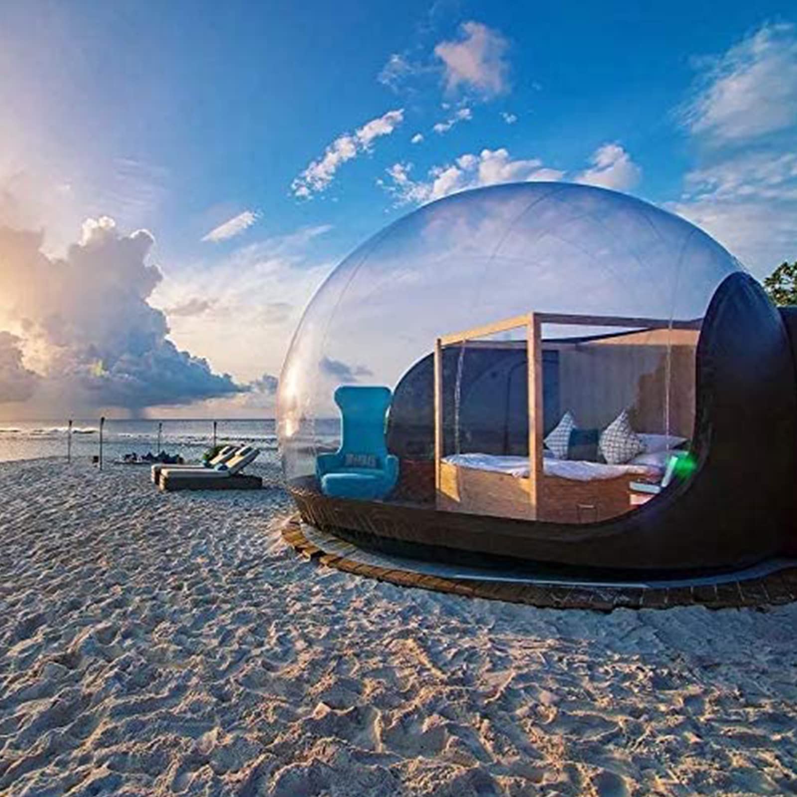 Home Blasable Bubble Tent, transparentes Sternenblasen im Freien, Touristenbeobachtung B & B -Zelt, Camping im Freien aufblasbar transparent mit Faartrockner und Reparaturset, 5m Household faucets
