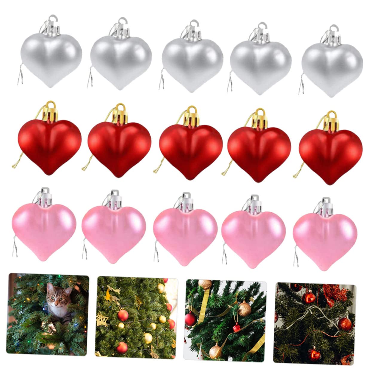Abaodam 108stücke Teiliges Herzform Kugel Für Valentinstag Und Weihnachten Bunte Dekorationen Für Hochzeiten Und Zuhause Rot Silber