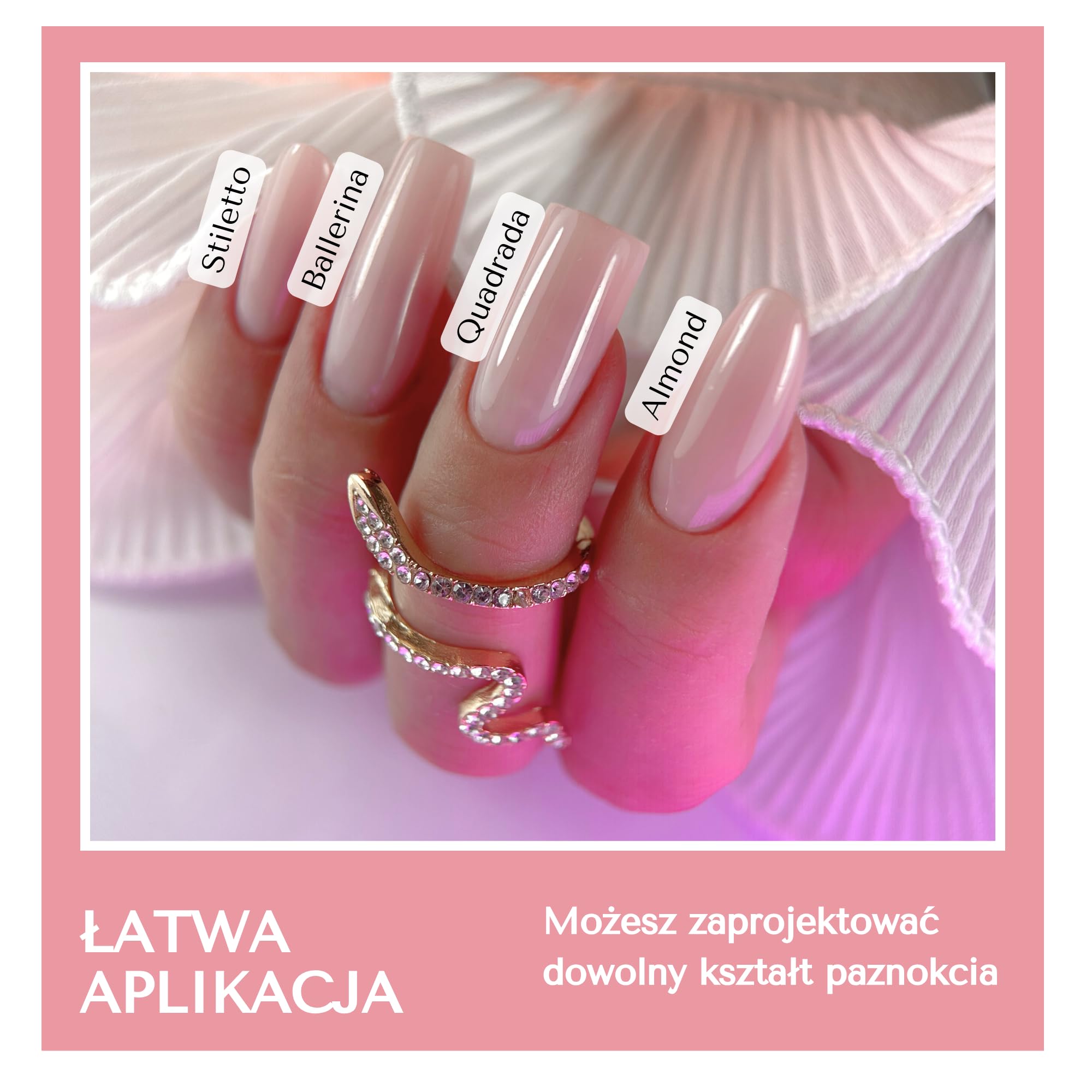 INLAQ® Żel Akrylowy Budujący Żelowy Builder do Przedłużania Baza Żelowa do Przebudowy Modelowania Paznokci Acrylic Gel UV Led– do Salonu i Domowego Użytku Manicure Pedicure Milky Cloud 30ml
