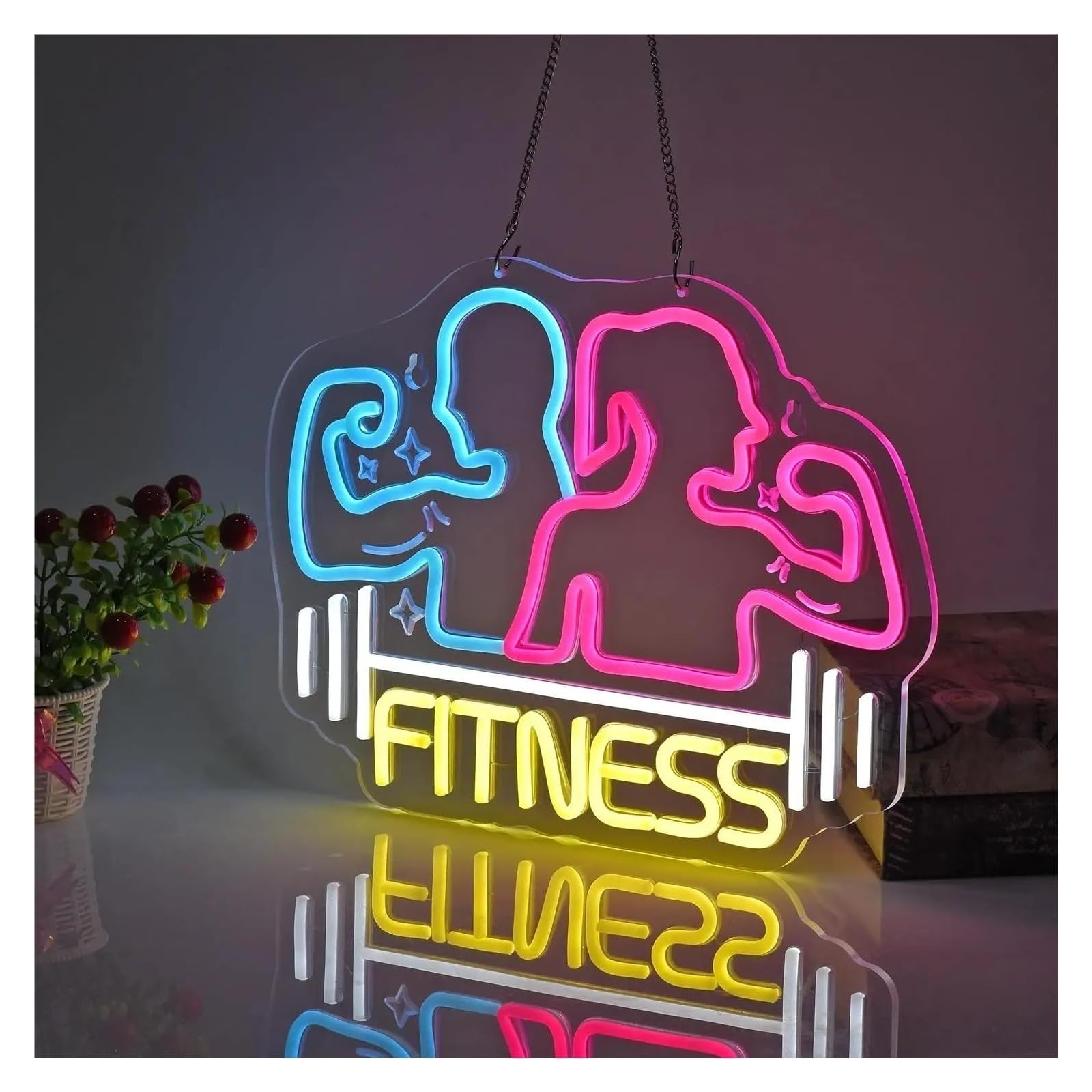 Insegna luminosa al neon Fitness per insegna al per neon per luce LED alimentata tramite per USB per palestra