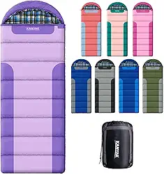 Saco de dormir com forro de flanela de algodão para adultos, adolescentes, crianças, clima frio e quente, 3 estações, equipamento essencial de acampamento compacto leve, caminhadas, atividades ao ar