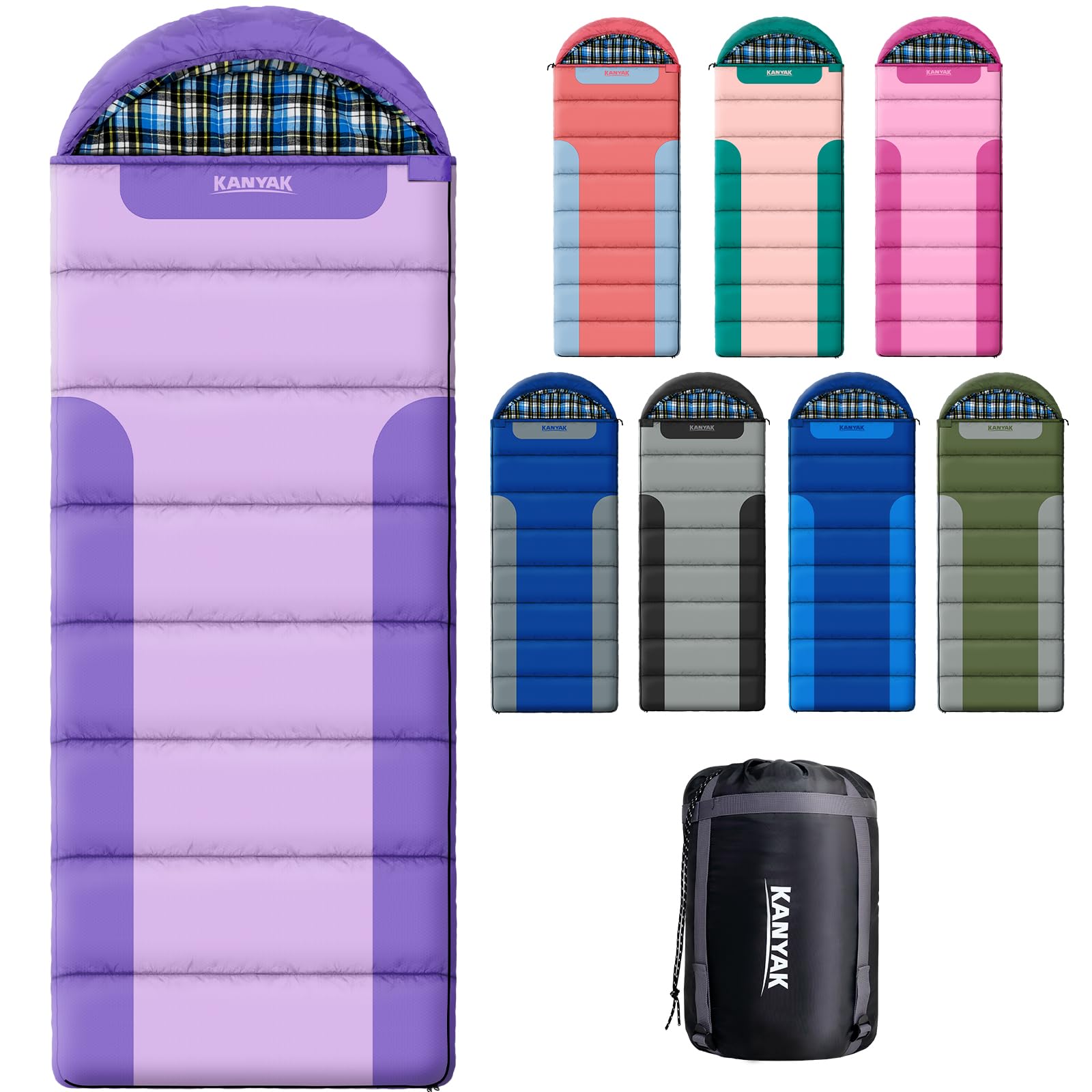 Cotton Flannel Lined Sleeping Bag for Adults Teens Kids, Cold Weather &Warm, 3 Seasons, L…