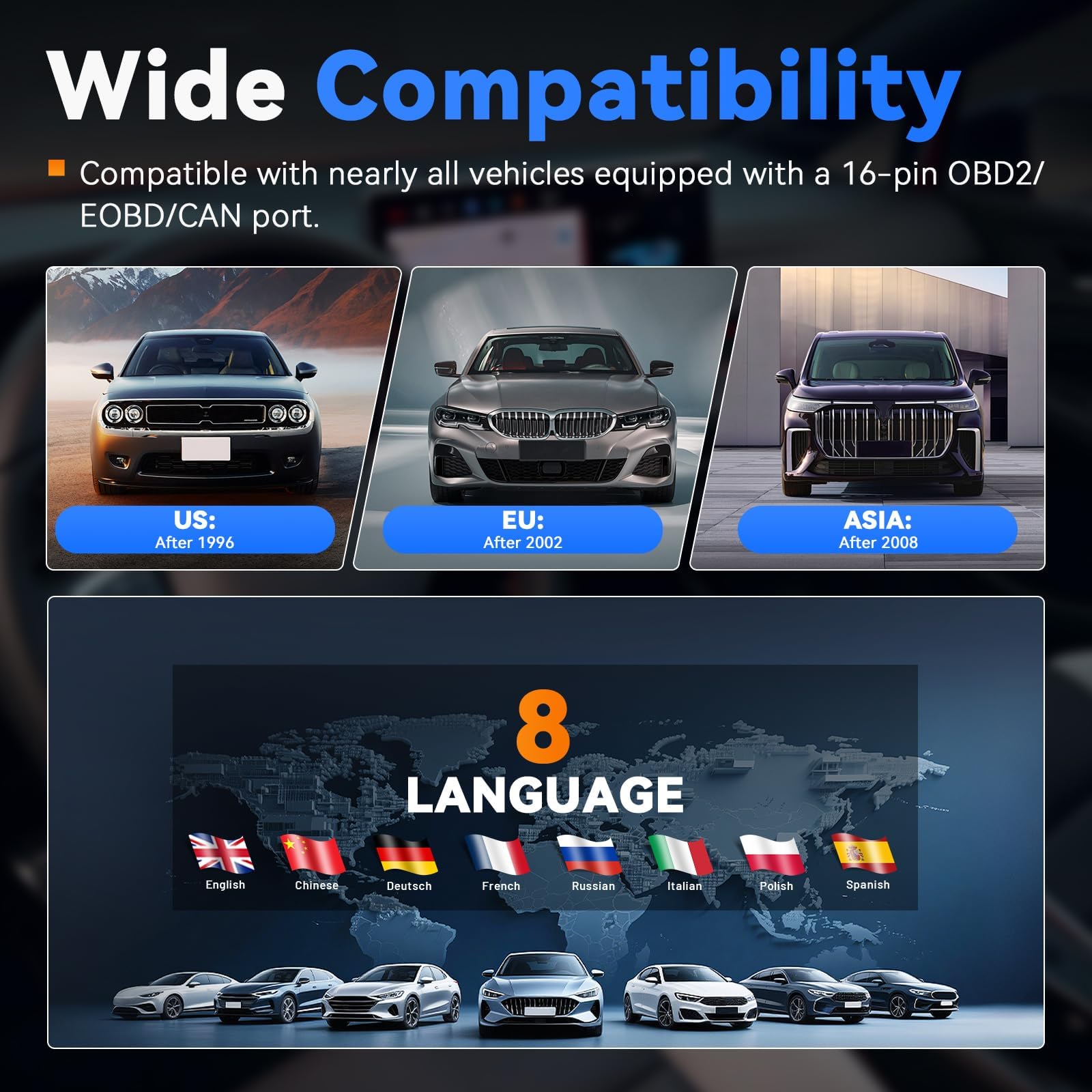 Pasuidu OBD2 - Lector de códigos universal para coche