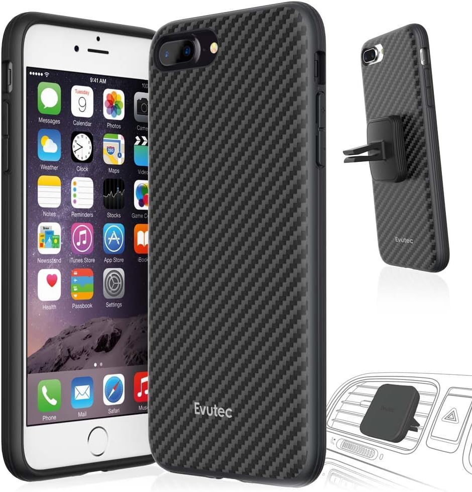 Evutec iPhone 7 Plus AER Karbon Cell Phone Case [Vent Mount Included] - Black