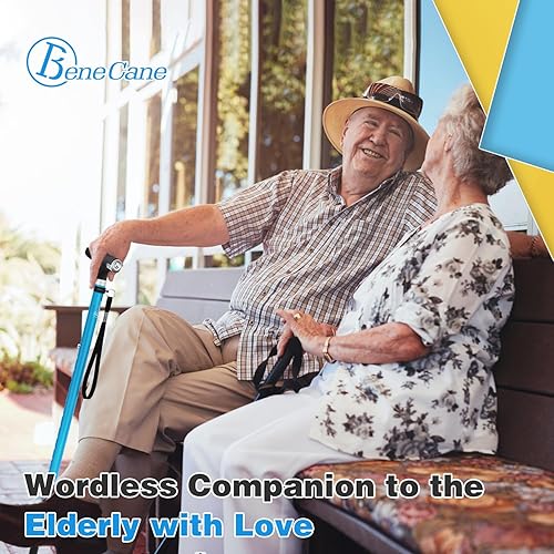 Miniatura 8 de BeneCane Bastón cuádruple con dos luces LED con base grande mango en T y ligero ajustable bastón de cuatro puntas resistente para hombres y mujeres